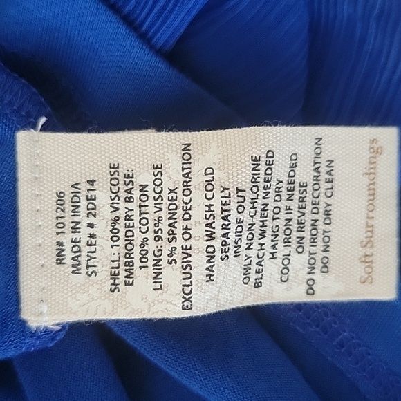 Soft Surroundings Royal Blue Beaded Embroidered Layered Blouse Size Small - Picture 5 of 6